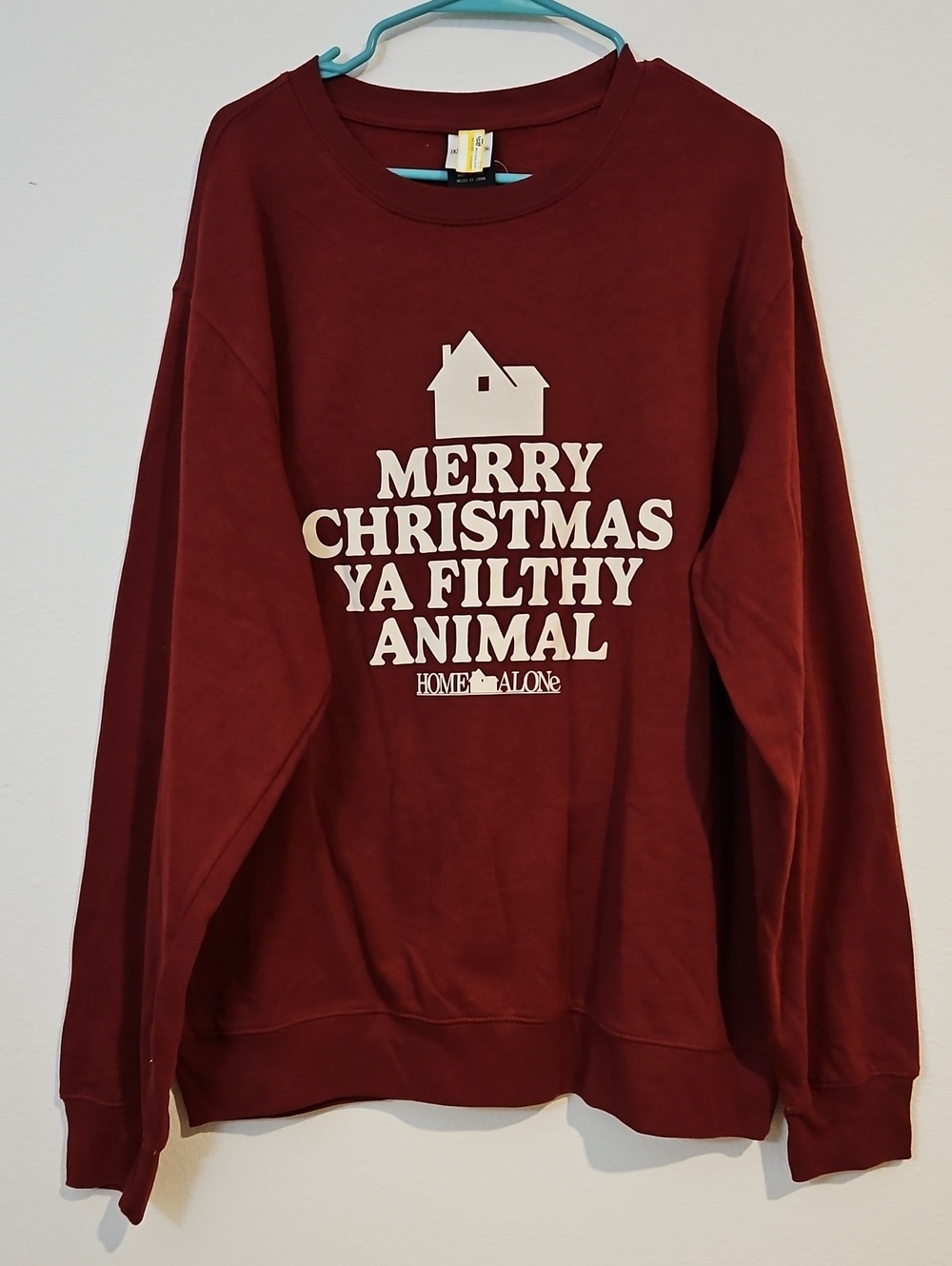 Home Alone 'Merry Christmas Ya Filthy Animal' Crewneck Sweatshirt - Maroon